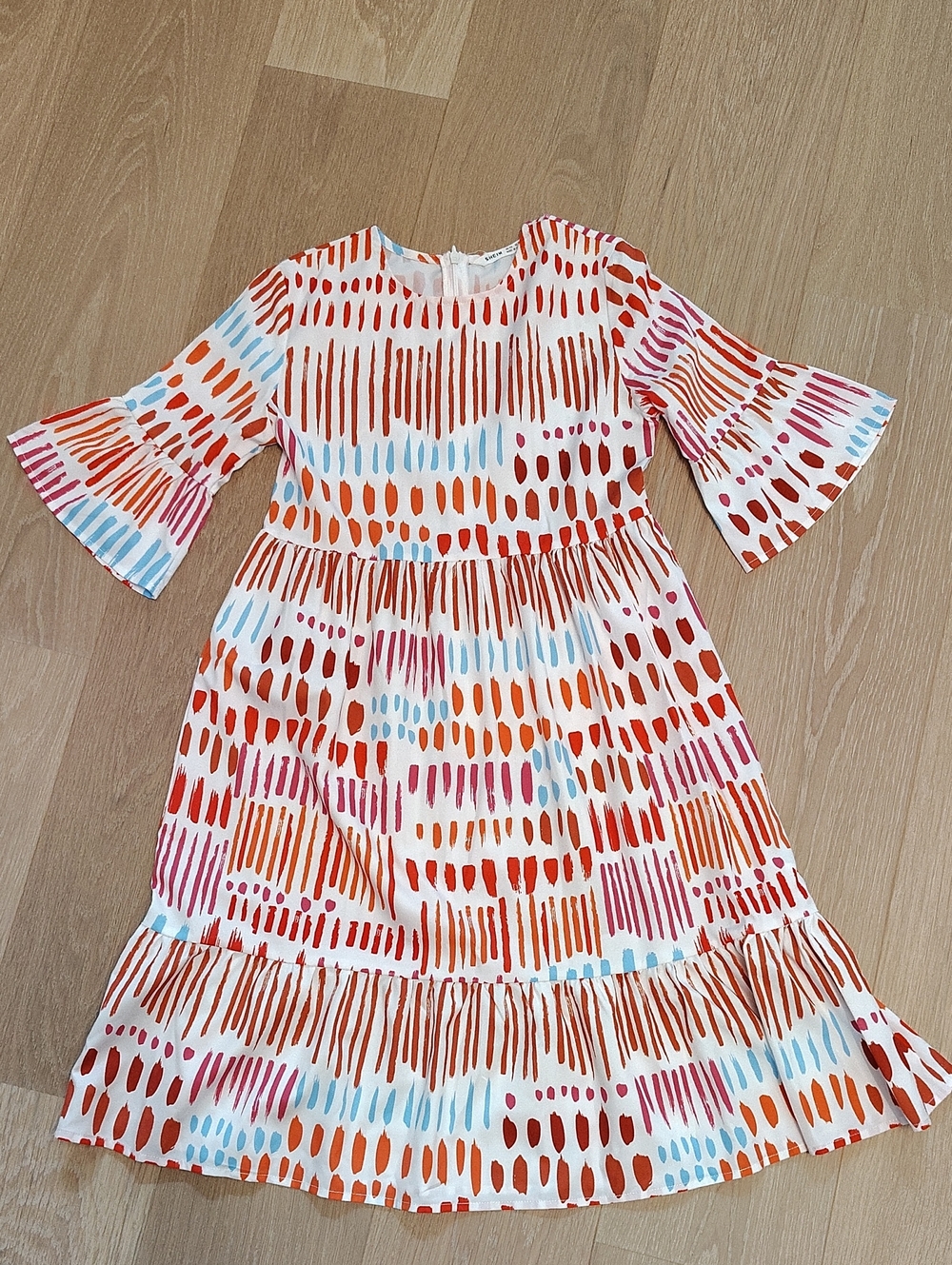 SHEIN White Multicolor Dot-Striped Midi Dress